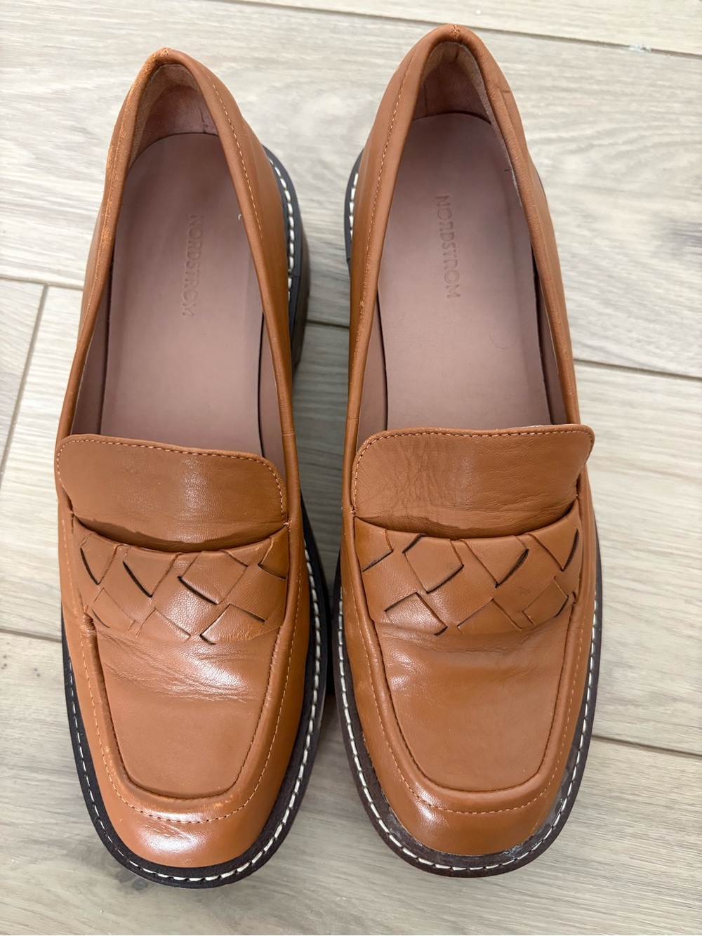 Nordstrom Torie Platform Loafer Cognac Brown, Sz 8.5